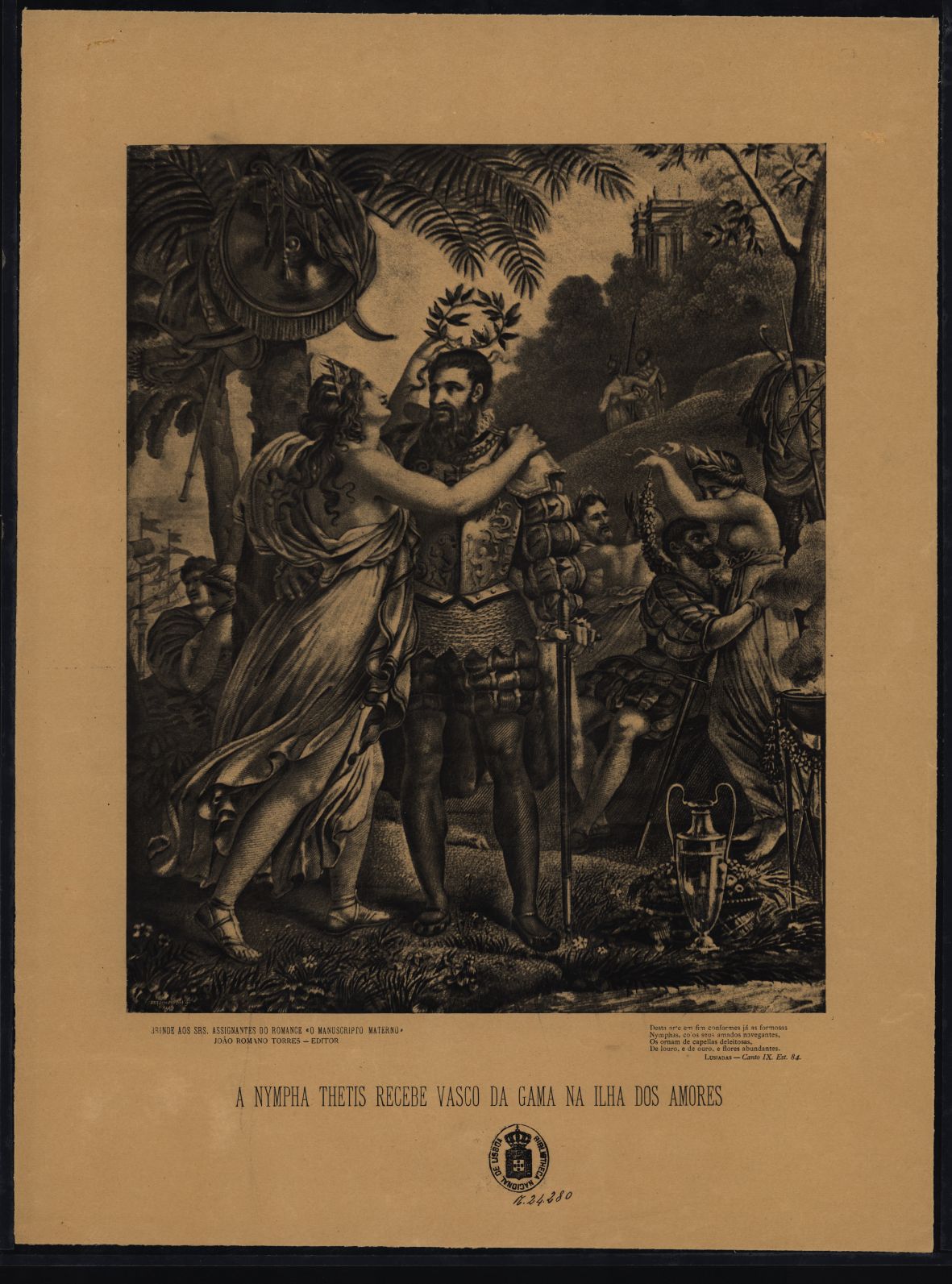 rt ilustr pires marinho, A nympha Thetis recebe Vasco da Gama na ilha dos amores (c.1890)